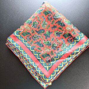 Vintage Norma Legge Silk Scarf Paisley  30" Square Made in Italy Red Designer